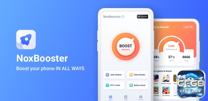 Một số ứng dụng bên thứ ba như Nox Booster hứa hẹn là cách giảm lag Free Fire giúp tăng tốc game và giảm lag