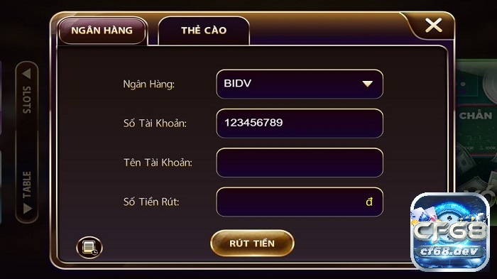 Người chơi có thể rút tiền thật về máy qua các ngận hàng: BIDV, Vietcombank, Techcombank,…